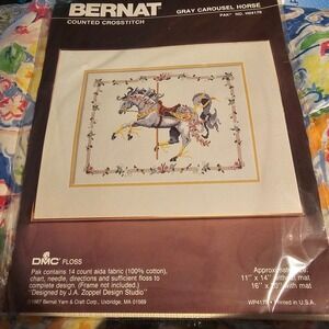 New Bernat‎ Gray Carousel Horse Counted Cross Stitch Kit
